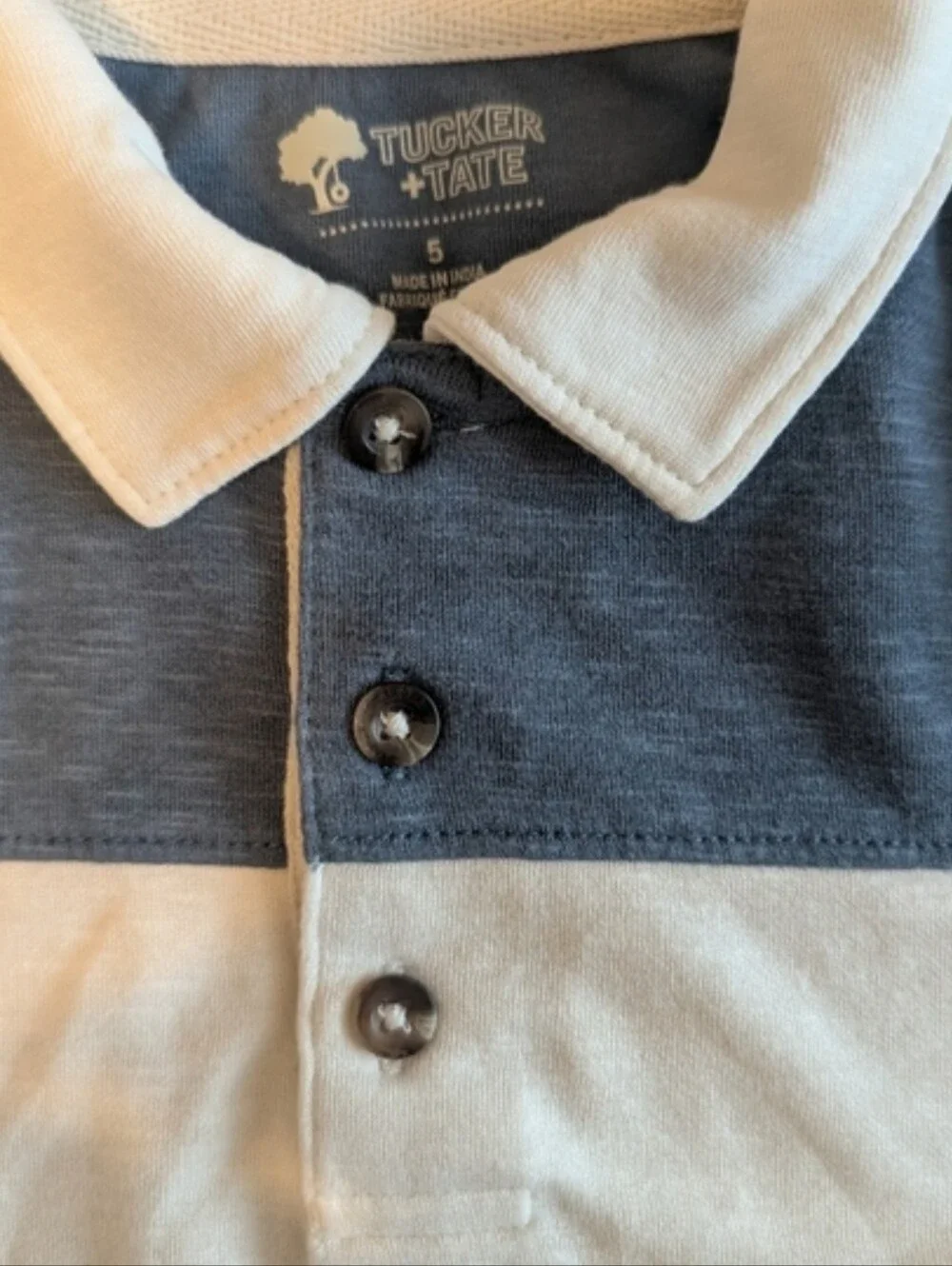 Striped Long-Sleeve Rugby Shirt for Kids - Blue & Cream 5Y